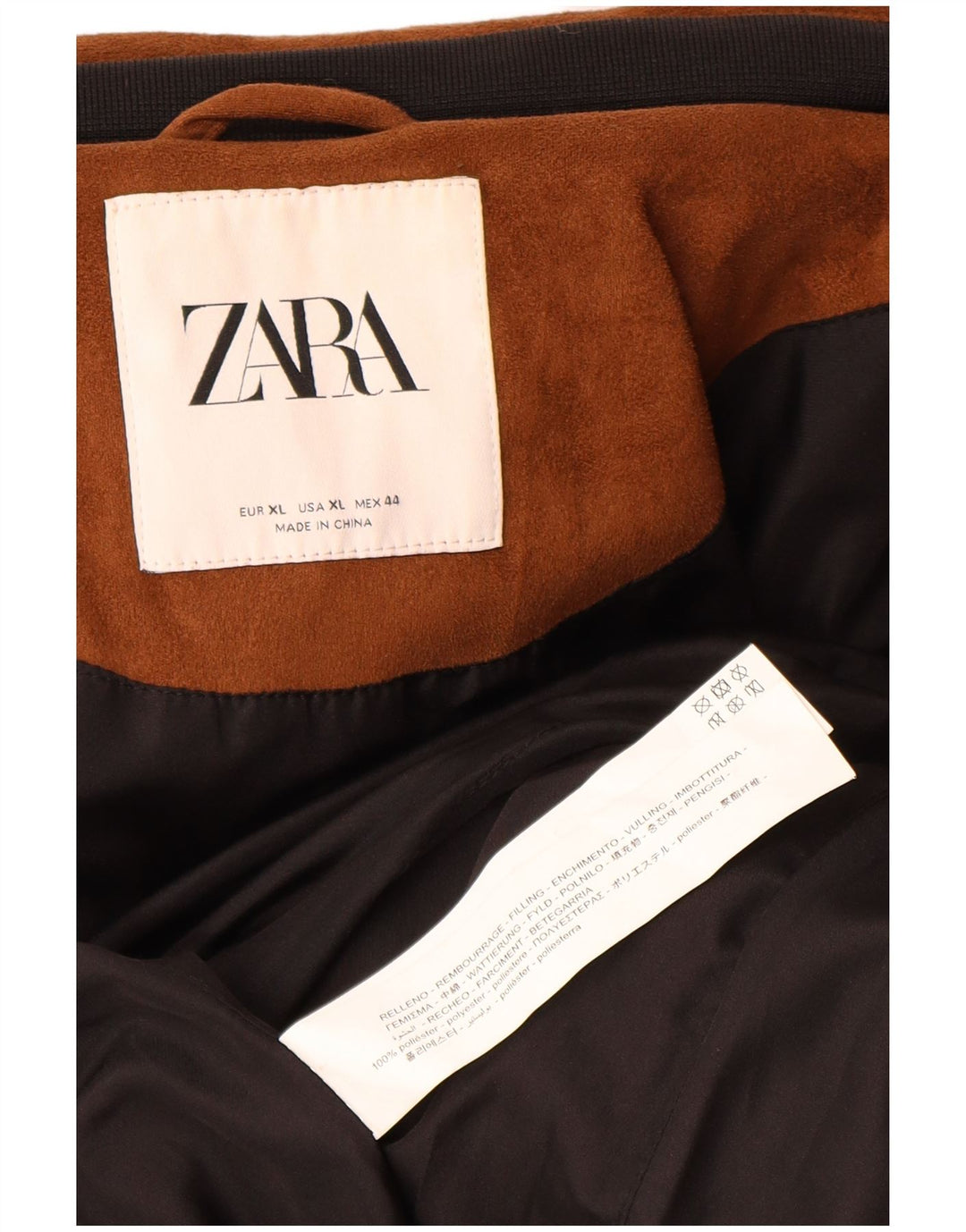 Męska ocieplana kurtka Zara UK 42 XL, brązowa, poliester
