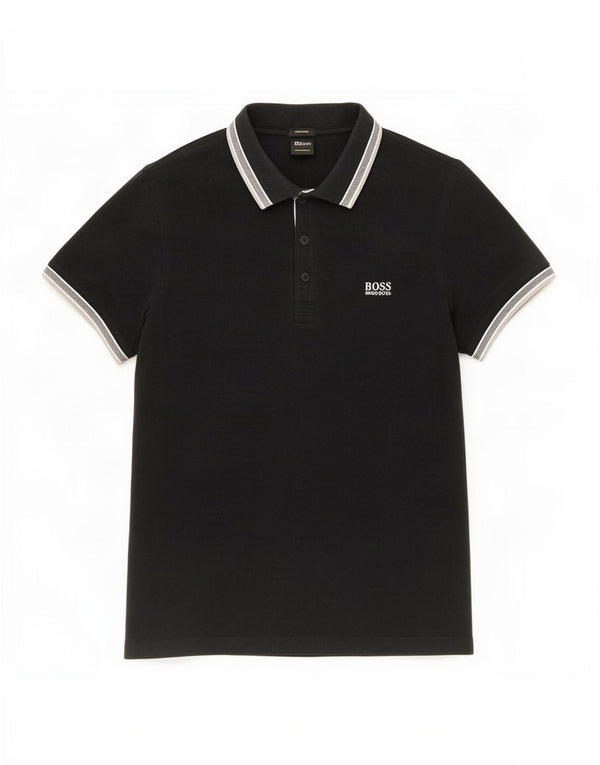 Męska koszulka polo Hugo Boss o regularnym kroju, duża, czarna, bawełniana