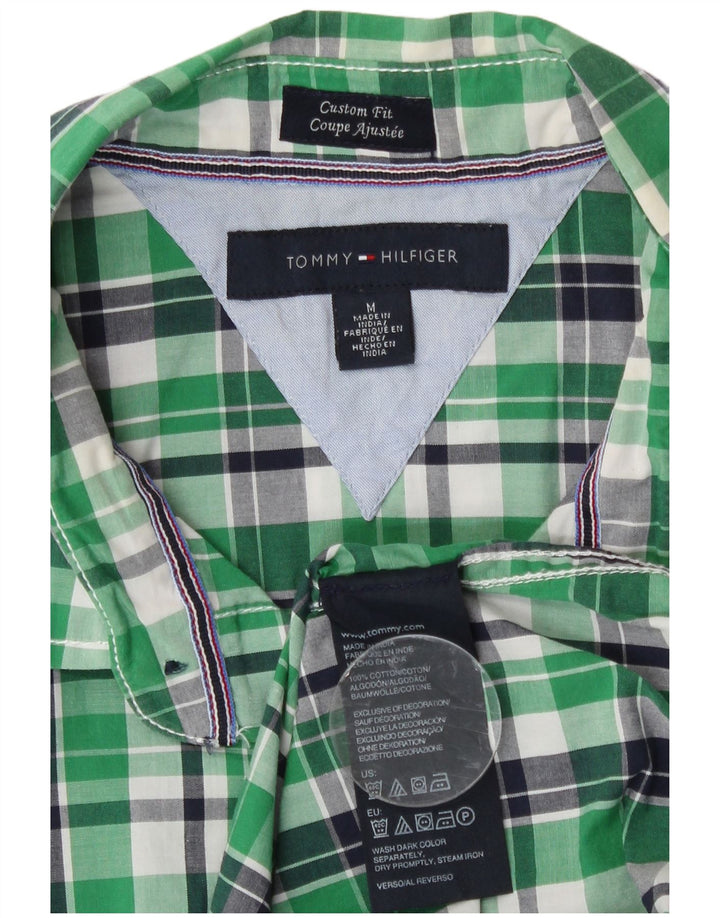 Męska koszula z krótkim rękawem Tommy Hilfiger o dopasowanym kroju, bawełniana w średnią zieloną kratkę