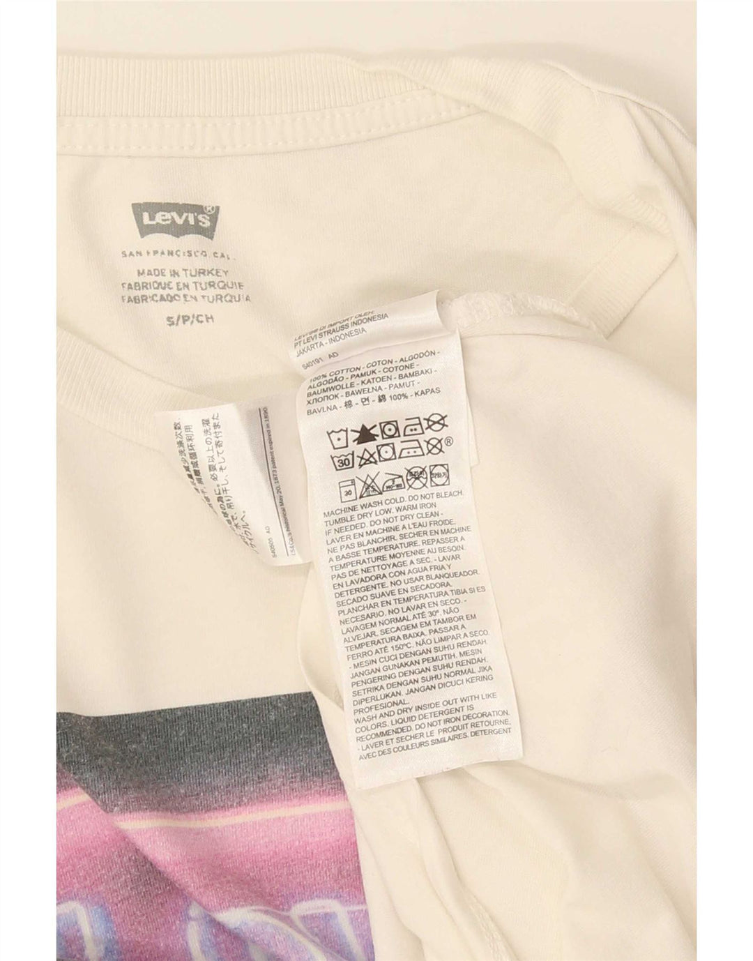 Męski T-shirt z grafiką Levi's, mały, biały, bawełniany
