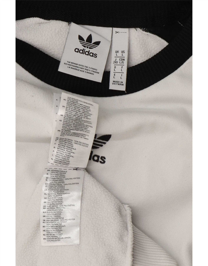 Męska bluza Adidas z grafiką, duża, biała, z blokami kolorów, z poliestru