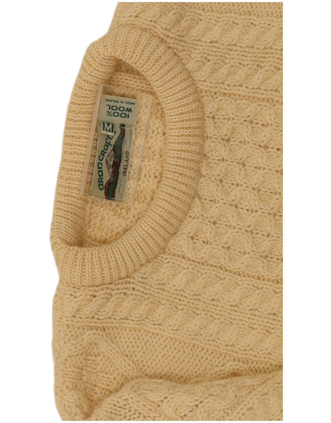 arancrafts Męski sweter z okrągłym dekoltem, średnio beżowy, wełniany