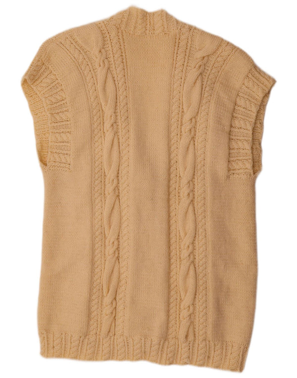 Sweter damski bez rękawów w stylu vintage, UK 20 2XL, beżowy