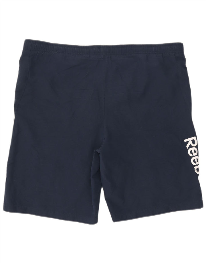 Męskie spodenki sportowe Reebok z grafiką, duże, granatowe, z poliestru