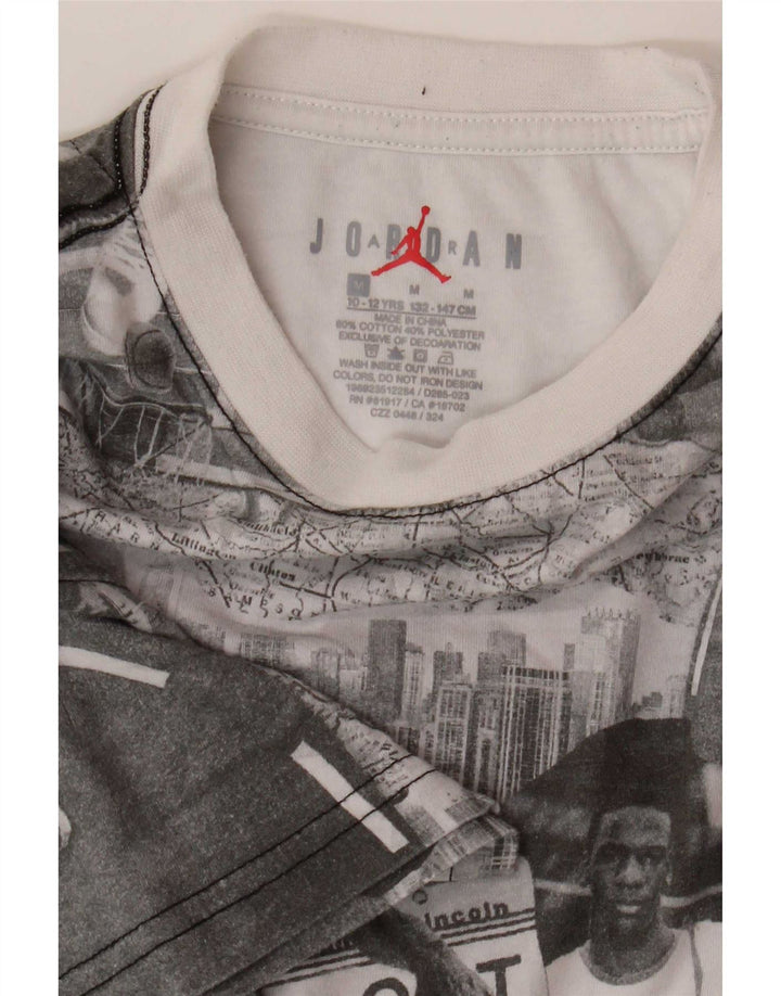 Chłopięcy T-shirt z grafiką Jordan na 10-11 lat, średnioszary, patchworkowy, bawełniany