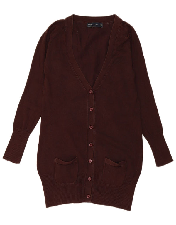 Sweter damski o przedłużonym kroju Zara UK 10, mały, brązowy, bawełniany