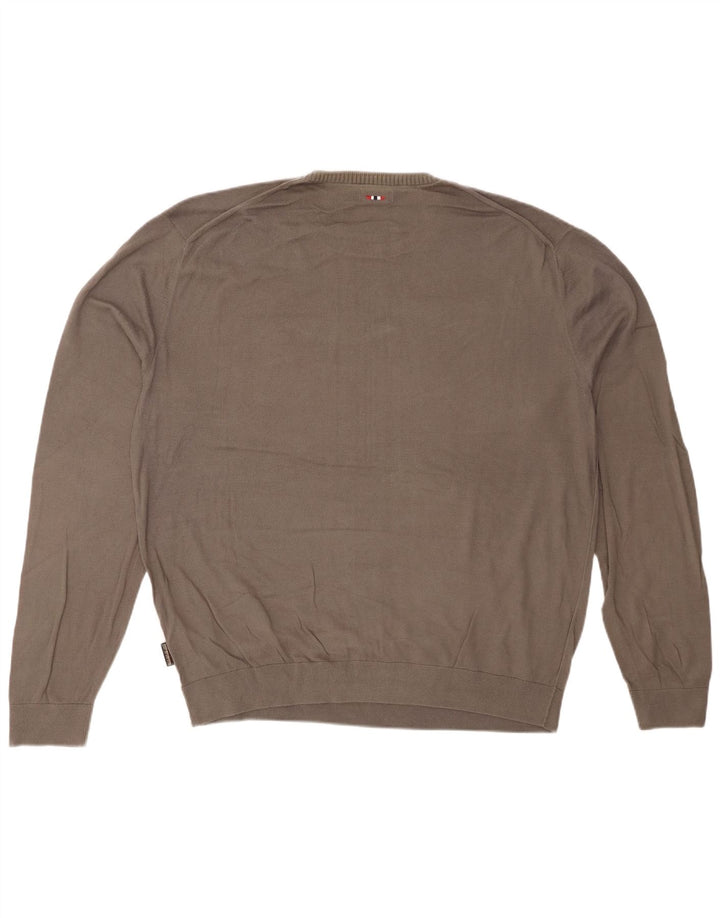 Męski sweter z okrągłym dekoltem NAPAPIJRI 2XL, szara bawełna