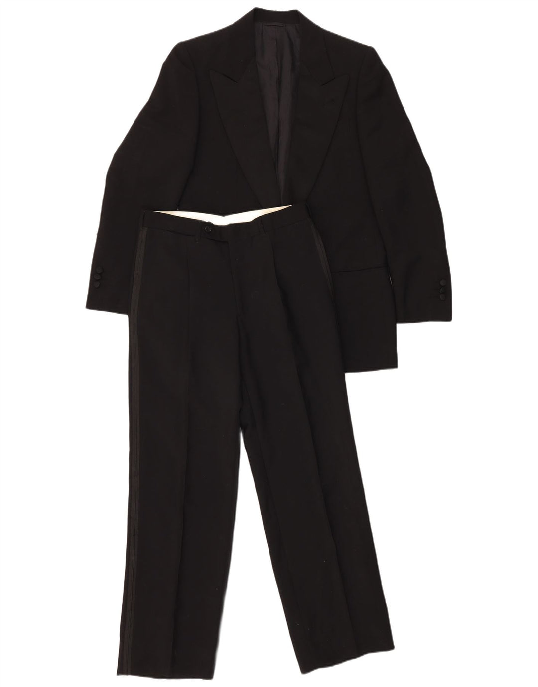 VINTAGE Męski komplet 2-częściowy z 1 guzikiem IT 46 Small W29 L29 Czarna wełna