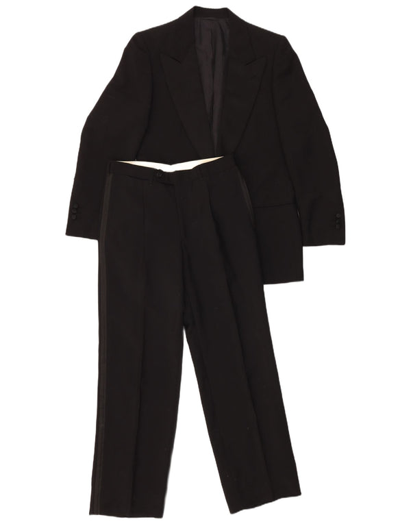 VINTAGE Męski komplet 2-częściowy z 1 guzikiem IT 46 Small W29 L29 Czarna wełna