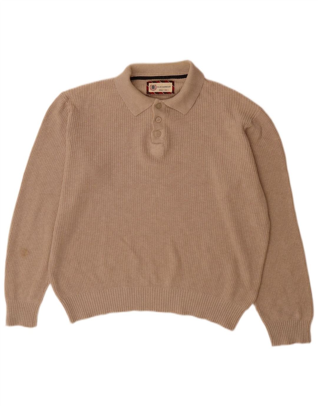 Marks & Spencer Męski sweter polo Blue Harbor, duży, beżowy