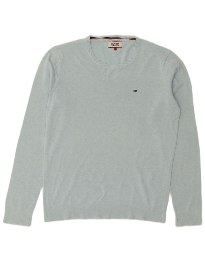 Męski sweter z okrągłym dekoltem Tommy Hilfiger, duży niebieski
