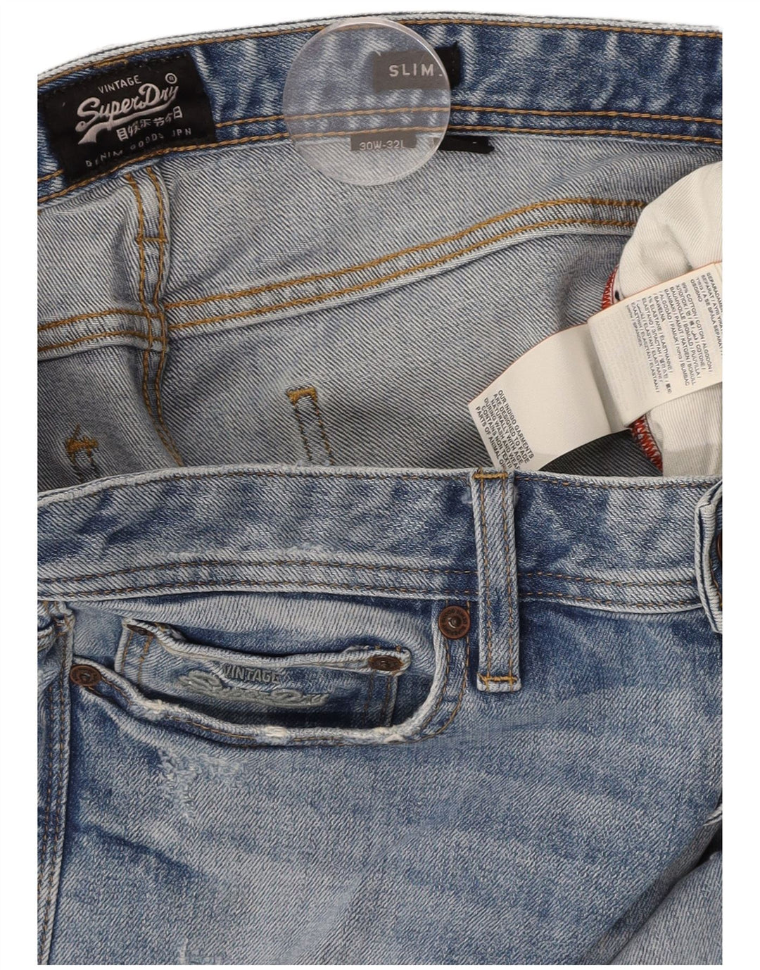 SUPERDRY Męskie jeansy slim w trudnej sytuacji W30 L32 Niebieskie bawełniane