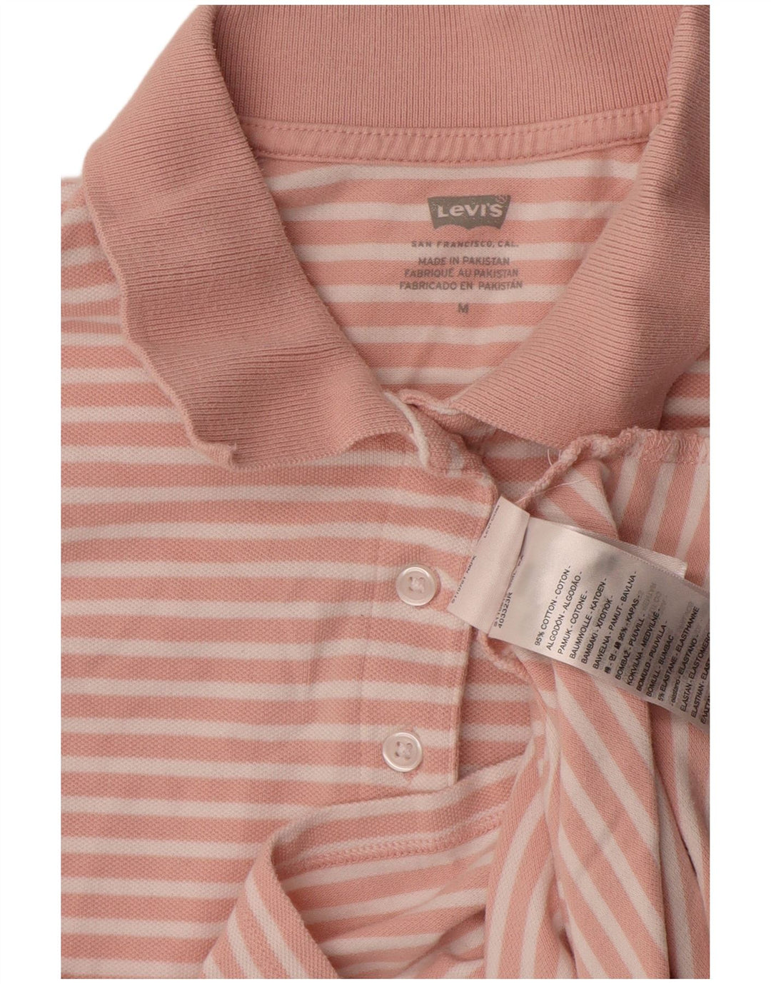 Damska koszulka polo Levi's UK 12 Średnioróżowa bawełniana w paski