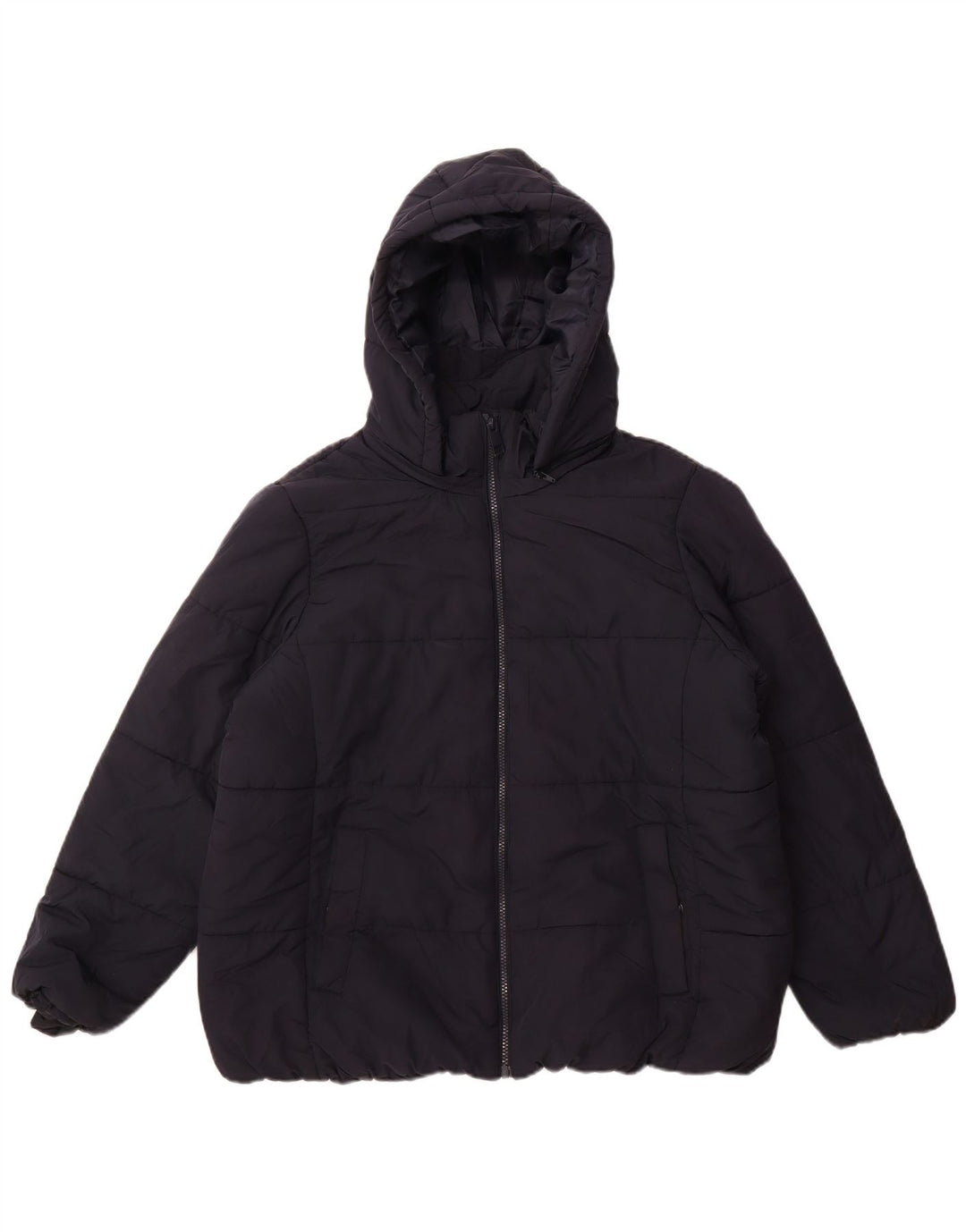 Damska ocieplana kurtka z kapturem Marks & Spencer UK 18 XL, granatowa, poliester