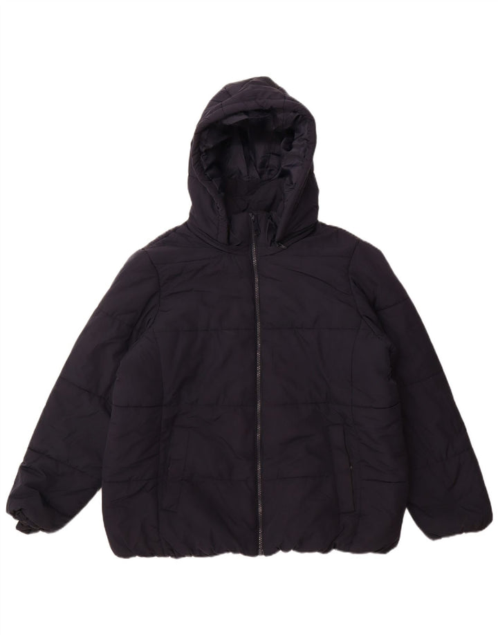 Damska ocieplana kurtka z kapturem Marks & Spencer UK 18 XL, granatowa, poliester