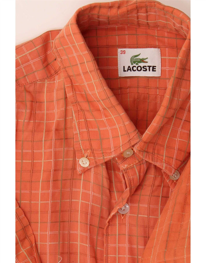 Koszula męska Lacoste rozmiar 39, bawełniana w średnią pomarańczową kratkę