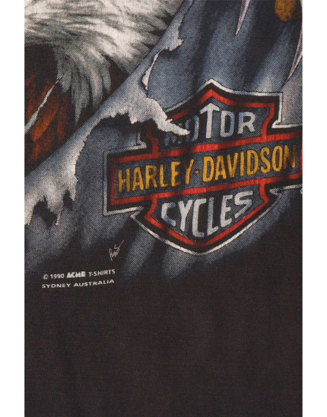 Męska koszulka z grafiką Harley Davidson z 1990 r. Średni szary bawełniany motocykl