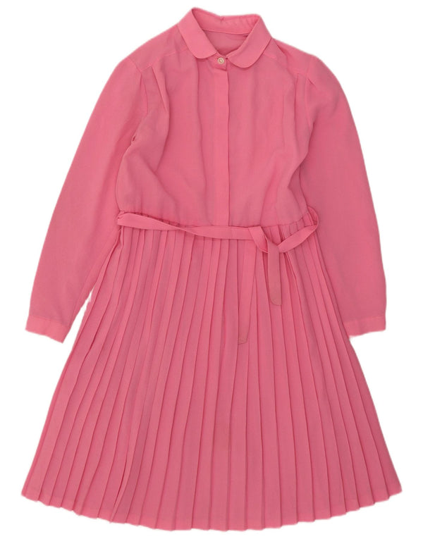 Vintage damska sukienka o linii A z długim rękawem UK 10 Small Pink