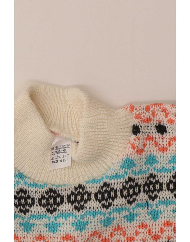 Vintage męski sweter z golfem, średni, wielobarwny, Fair Isle