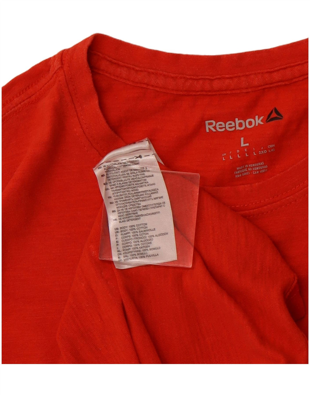 Męski T-shirt z grafiką REEBOK, duży, pomarańczowy, bawełniany