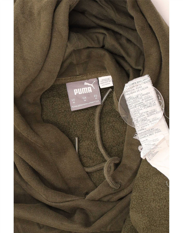 Męski sweter z kapturem Puma z grafiką, średniej wielkości bawełna khaki