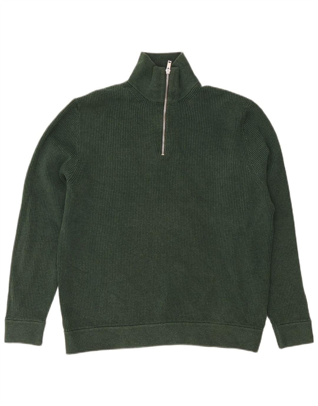 Marks & Spencer Męski sweter z zamkiem błyskawicznym XL, zielony, bawełniany