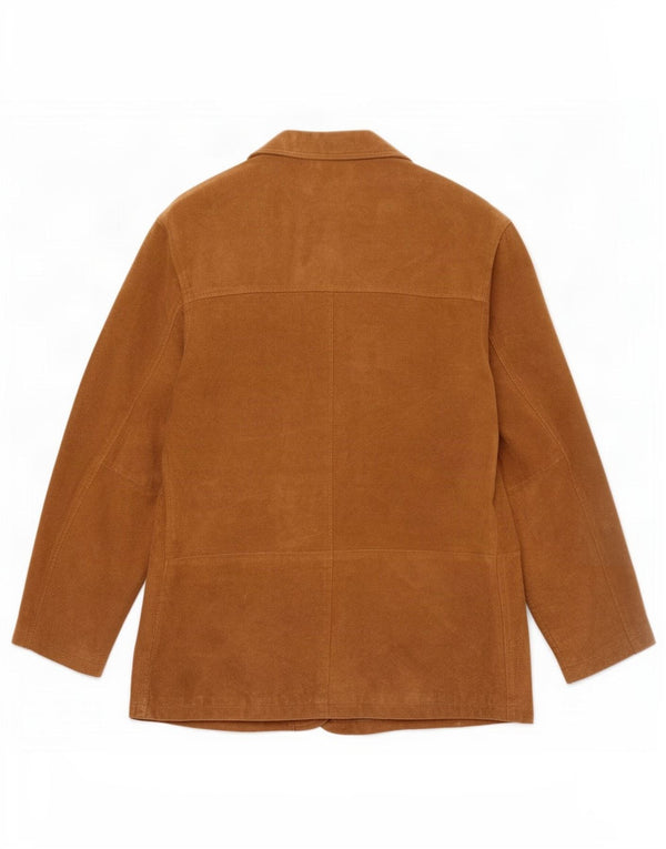 Vintage męska zamszowa marynarka zapinana na 3 guziki UK 46 3XL beżowa skóra