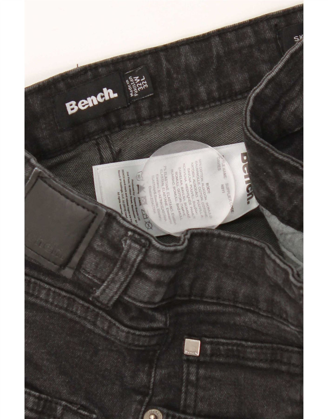 Męskie jeansy Bench Skinny W32 L32 Czarne bawełniane