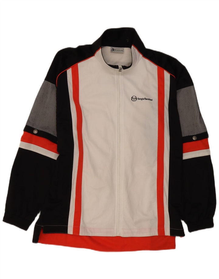 SERGIO TACCHINI Męska kurtka dresowa IT 52, duża, biała, z blokami kolorów