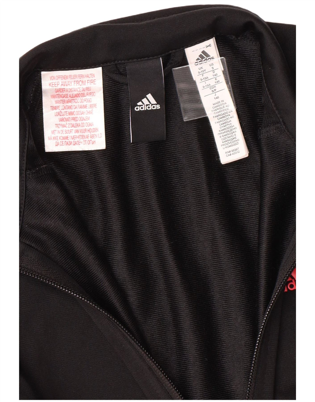 ADIDAS Girls Tracksuit Top Jacket 9-10 Years Black Polyester