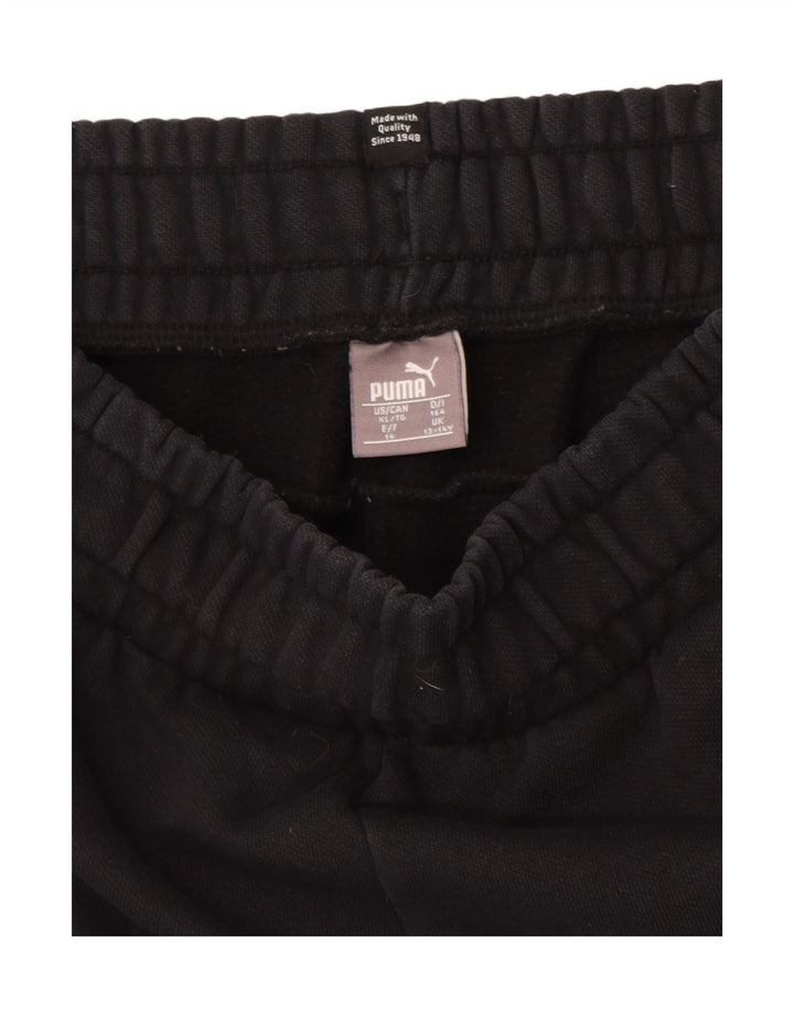 Chłopięce spodnie dresowe PUMA z grafiką, 13-14 lat, czarna bawełna