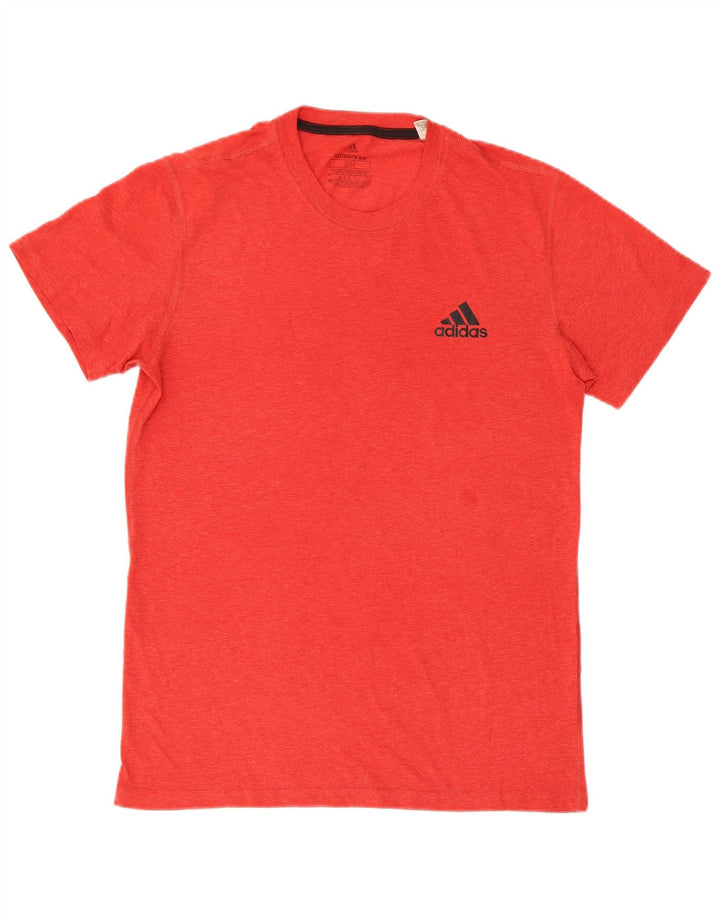 Adidas Męska koszulka z krótkim rękawem i regularnym topem, mała, czerwona, poliestrowa