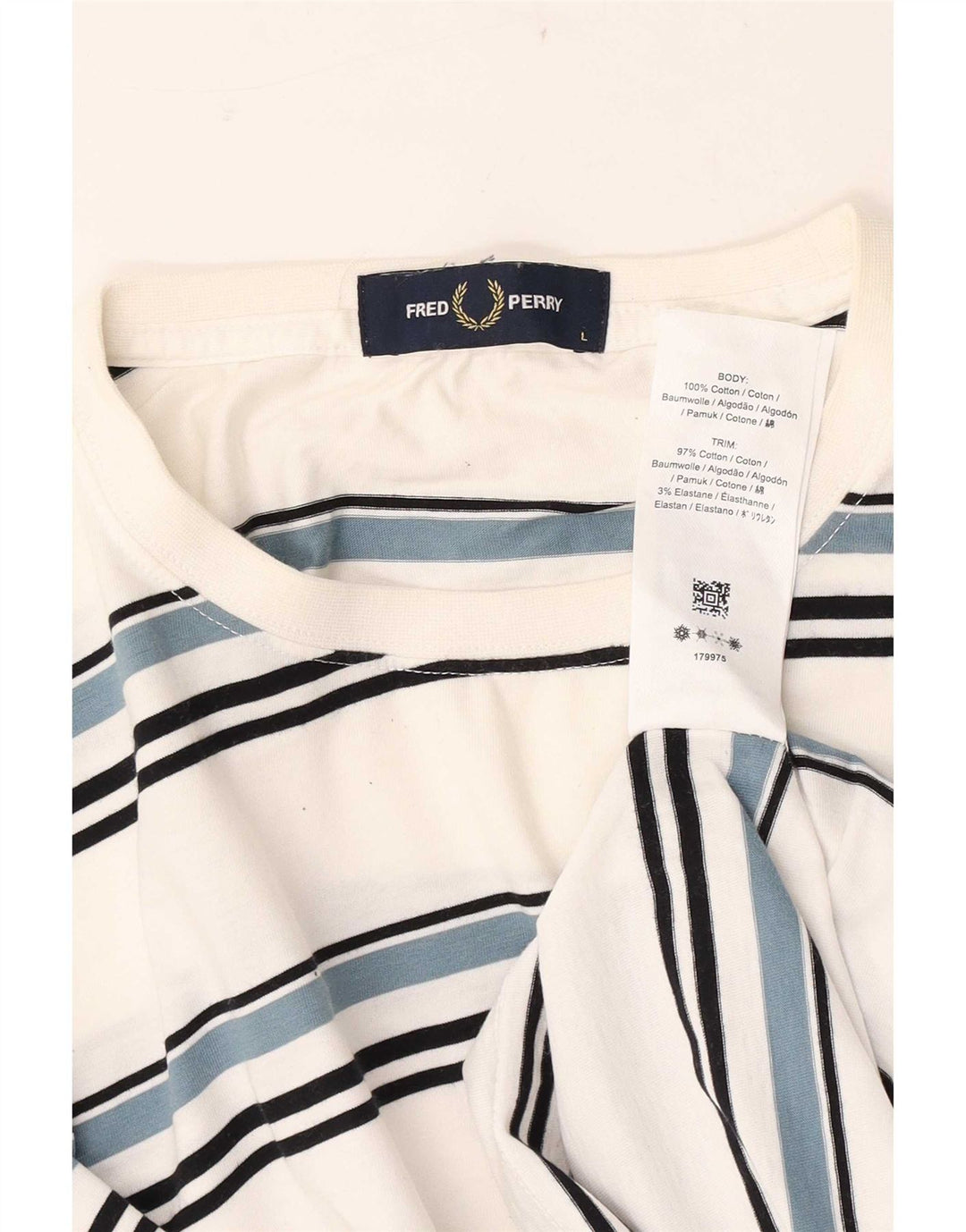T-shirt męski Fred Perry, duży, bawełniany w białe paski