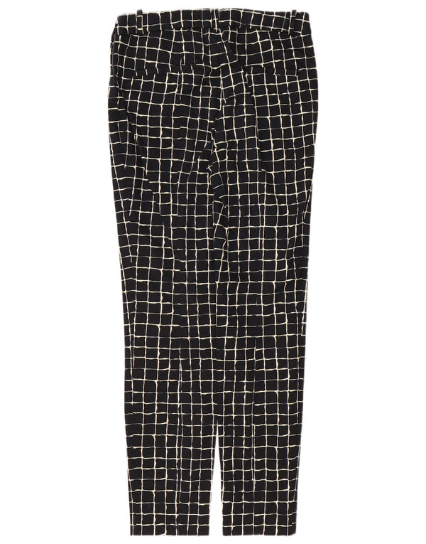 Zara Womens Straight Casual Trousers Small W26 L29 Black Check Cotton