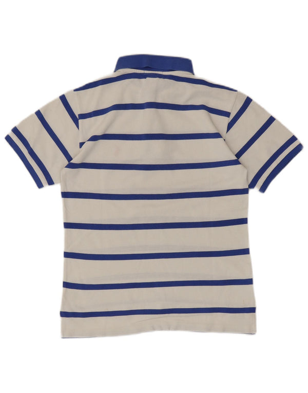 POLO RALPH LAUREN Boys Polo Shirt 8-9 Years Small White Striped Cotton
