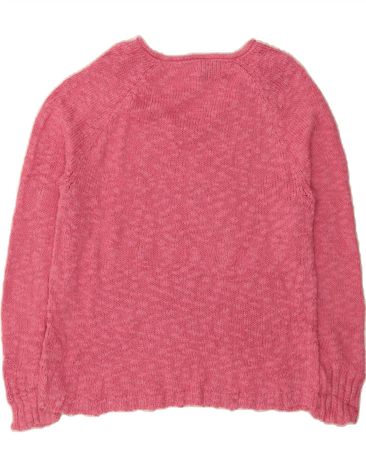 CHAPS Womens V-Neck Jumper Sweater UK 16 Large Pink Cotton Vintage Chaps and Second-Hand Chaps from Messina Hembry 