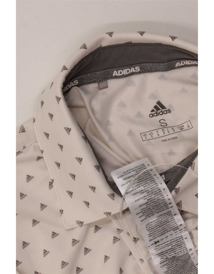 Męska koszulka polo Adidas z grafiką, mała, biała, z poliestru