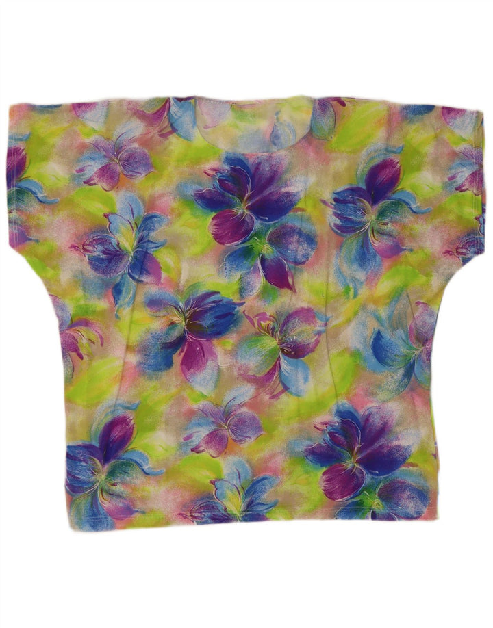 Bluzka damska w stylu vintage, UK 18 XL, wielobarwny kwiatowy