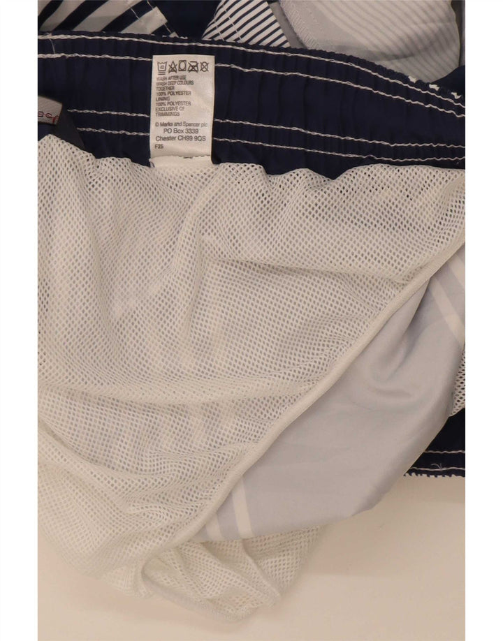 Męskie spodenki kąpielowe Marks & Spencer, duże, granatowe, poliestrowe paski