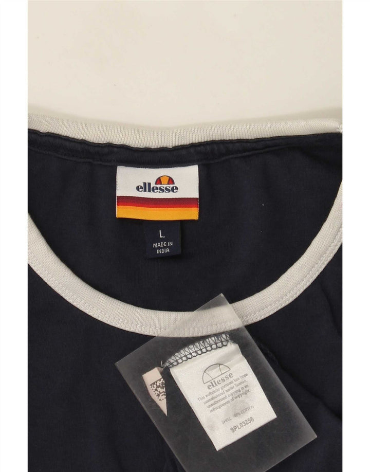 Męski top Ellesse z długim rękawem, duży, granatowy, bawełniany