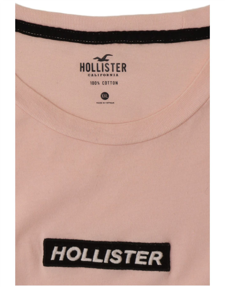 HOLLISTER Męski T-shirt Top 2XL Różowy Bawełniany