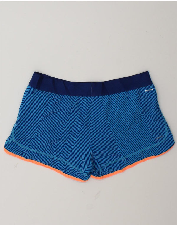 Spodenki sportowe Adidas damskie Climalite UK 12/14 średnie niebieskie prążki