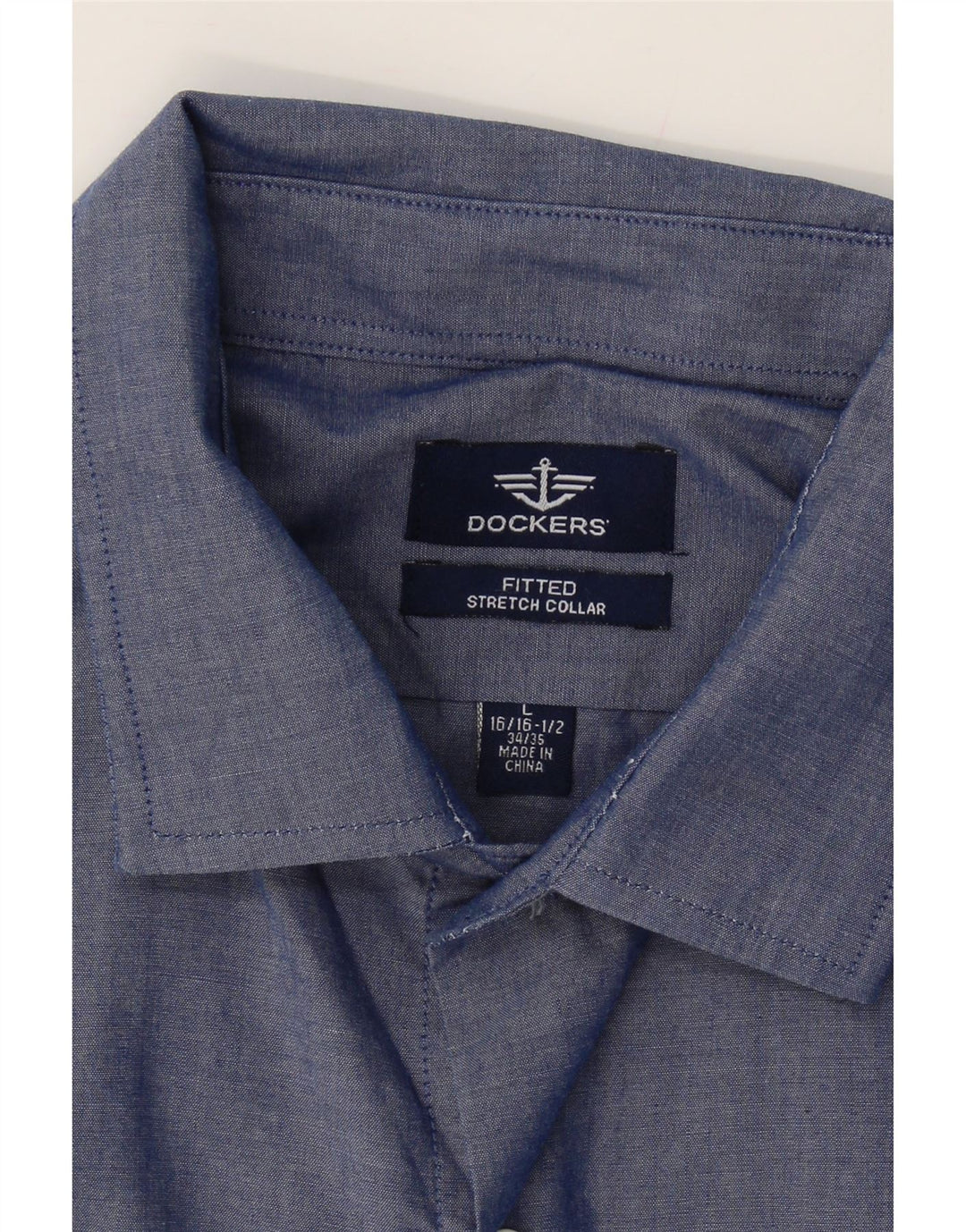 DOCKERS Mens Fitted Shirt Size 16 1/2 Large Blue Cotton Vintage Dockers and Second-Hand Dockers from Messina Hembry 