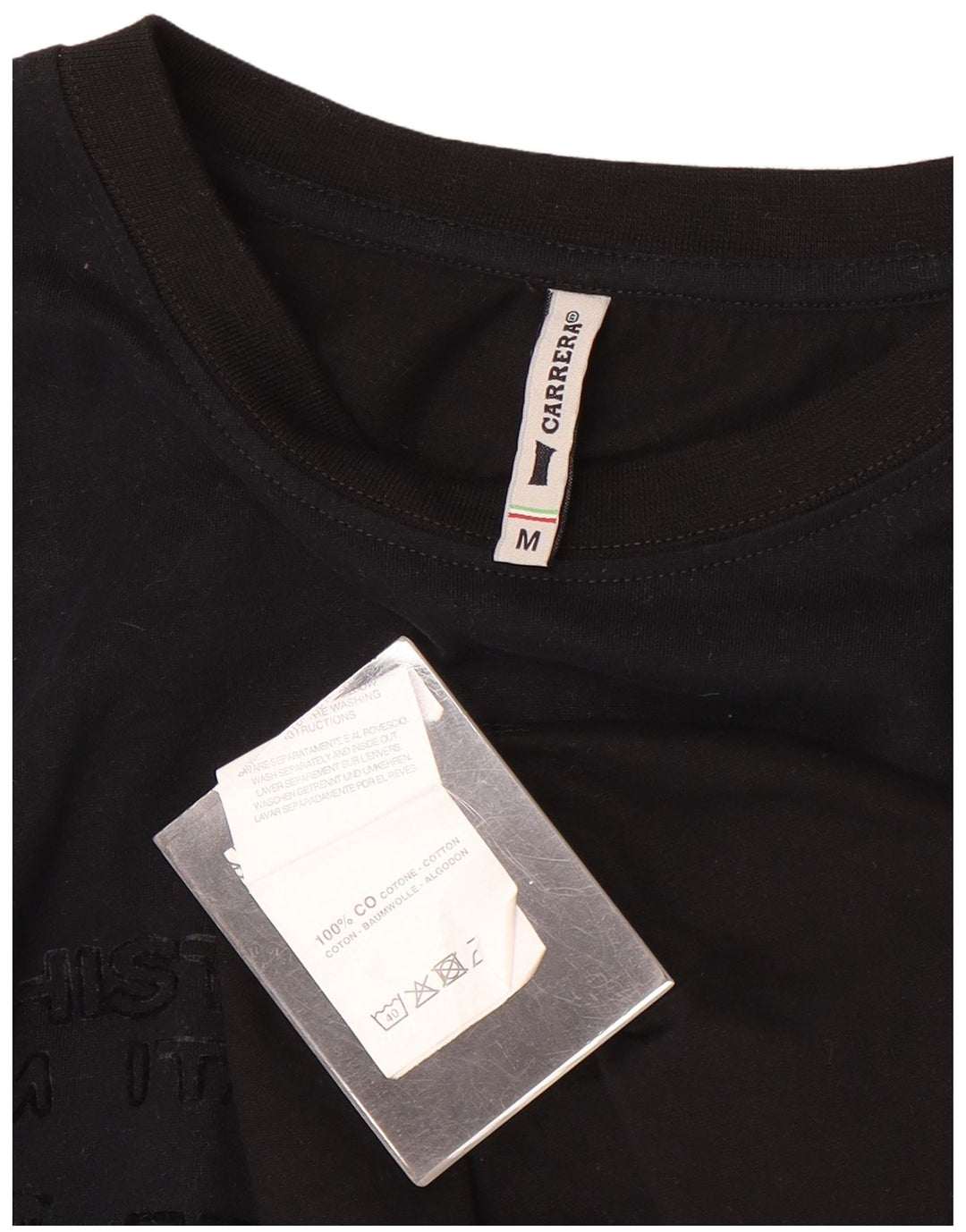 Męski top graficzny Carrera z długim rękawem, średnio czarny, bawełniany