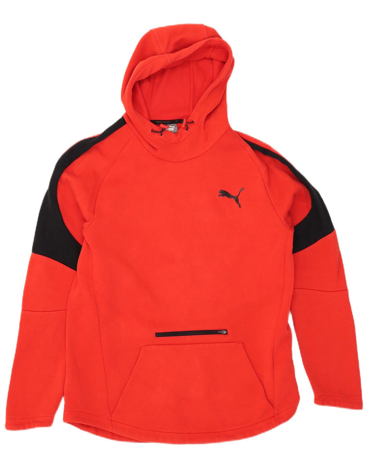 Męski sweter z kapturem PUMA, duży, czerwony, bawełniany z blokami kolorów
