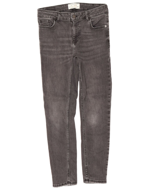 Damskie jeansy Fat Face Crop Super Skinny UK 10 Small W28 L25 Szara bawełna