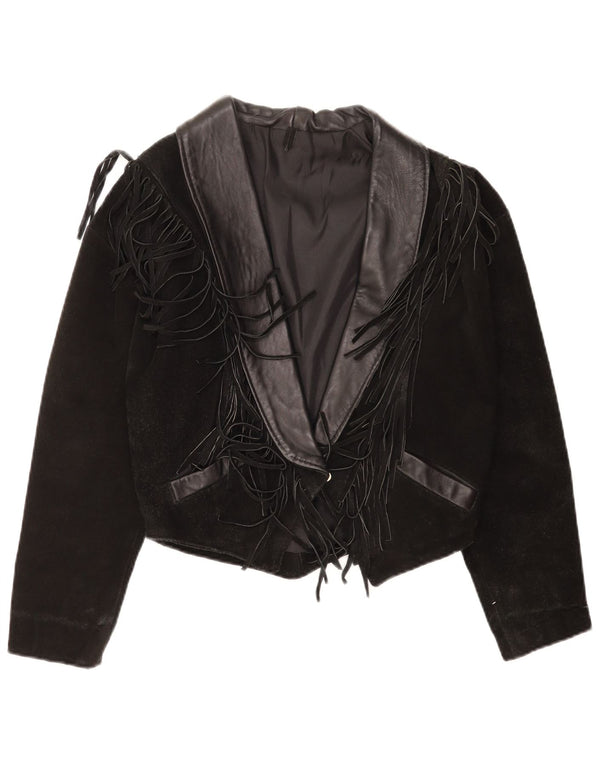 Vintage damska kurtka zamszowa Western Crop UK 14, średnia czarna