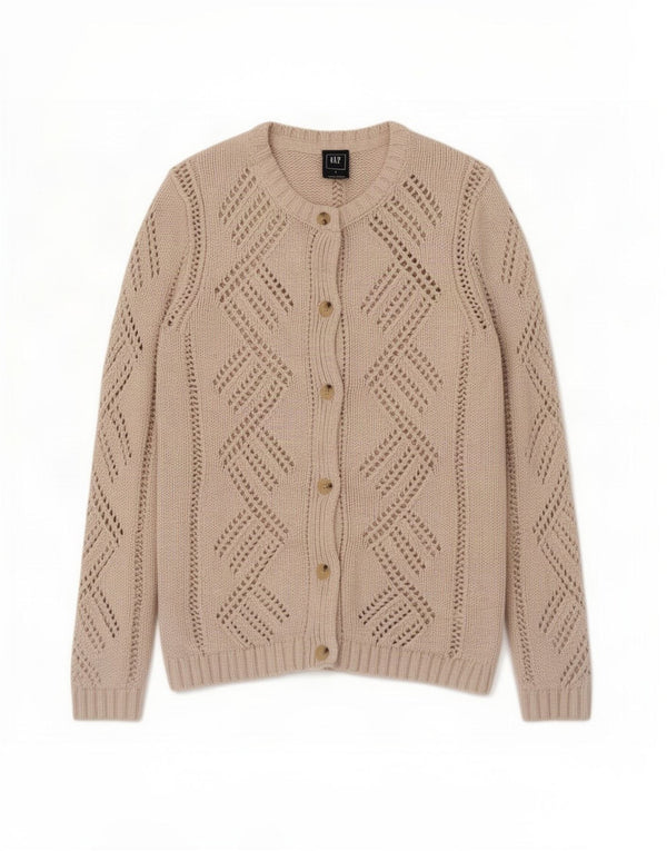 Sweter damski Gap Cardigan UK 10 Small, beżowy, bawełniany