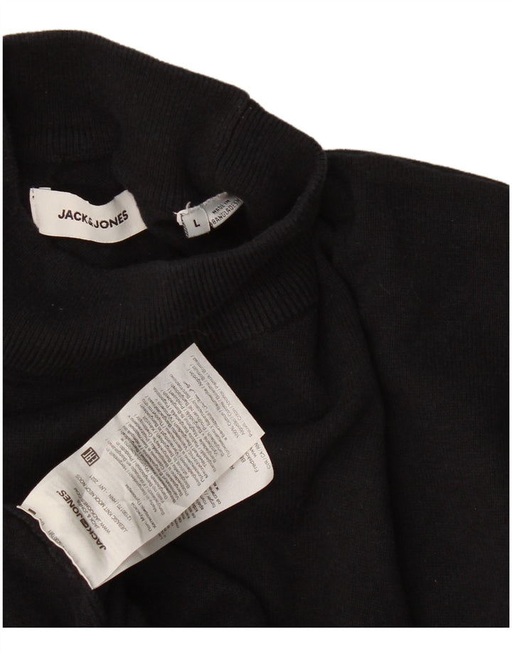 Jack & Jones Męski sweter z golfem, duży, czarny, bawełniany