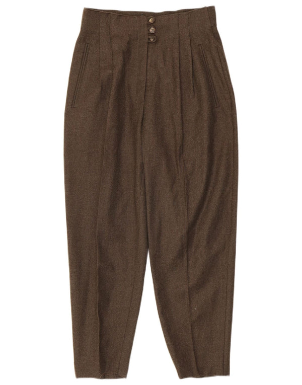 Damskie spodnie garniturowe w stylu vintage, przycięte IT 42 Medium W26 L25 Khaki